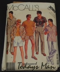 3080  McCalls MR BUTTON JACKET, SHIRT, TOP, BOTTOMS, BELT PATTERN Medium  or Large Choice